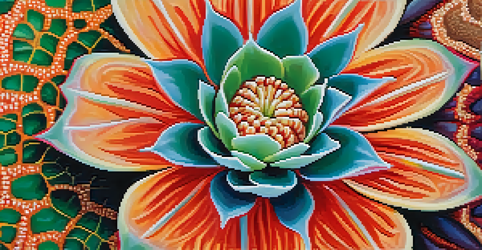 Close-up of a peyote cactus showing its detailed surface and vibrant colors against blurred desert plants.