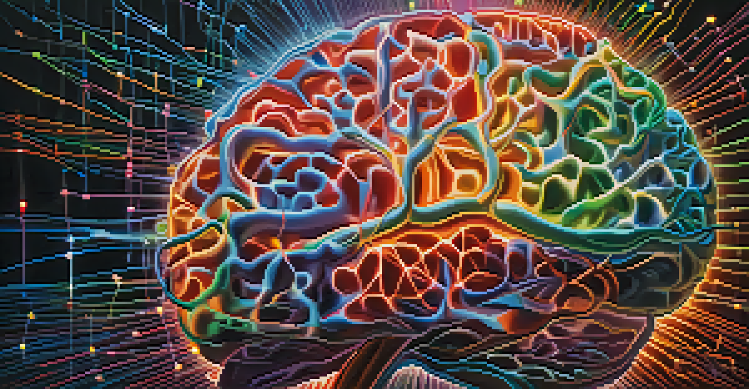A vibrant illustration of a brain with colorful neural connections, set against an abstract background representing creativity.