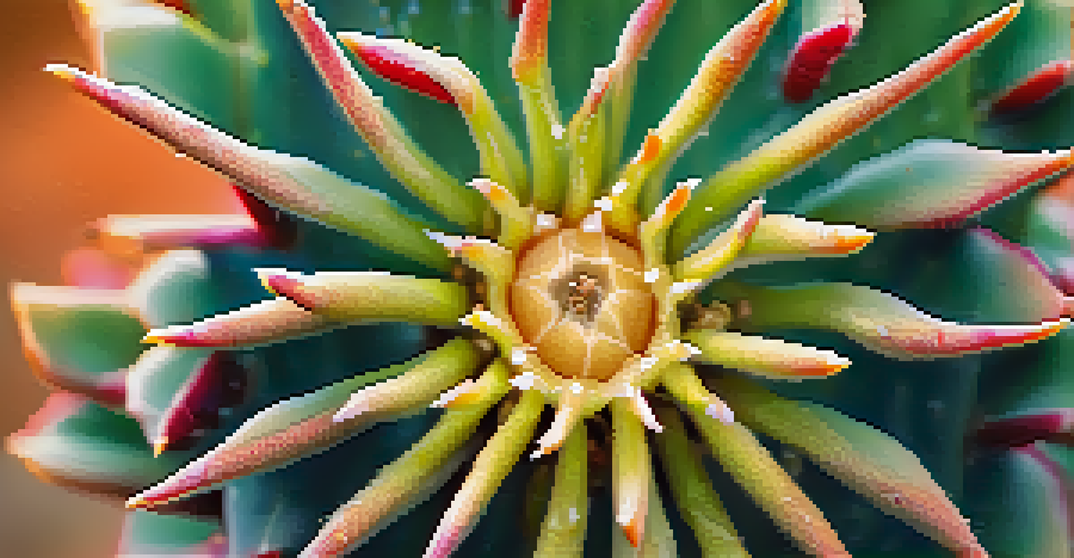 A close-up view of a peyote cactus, emphasizing its textures and colors in soft morning light.