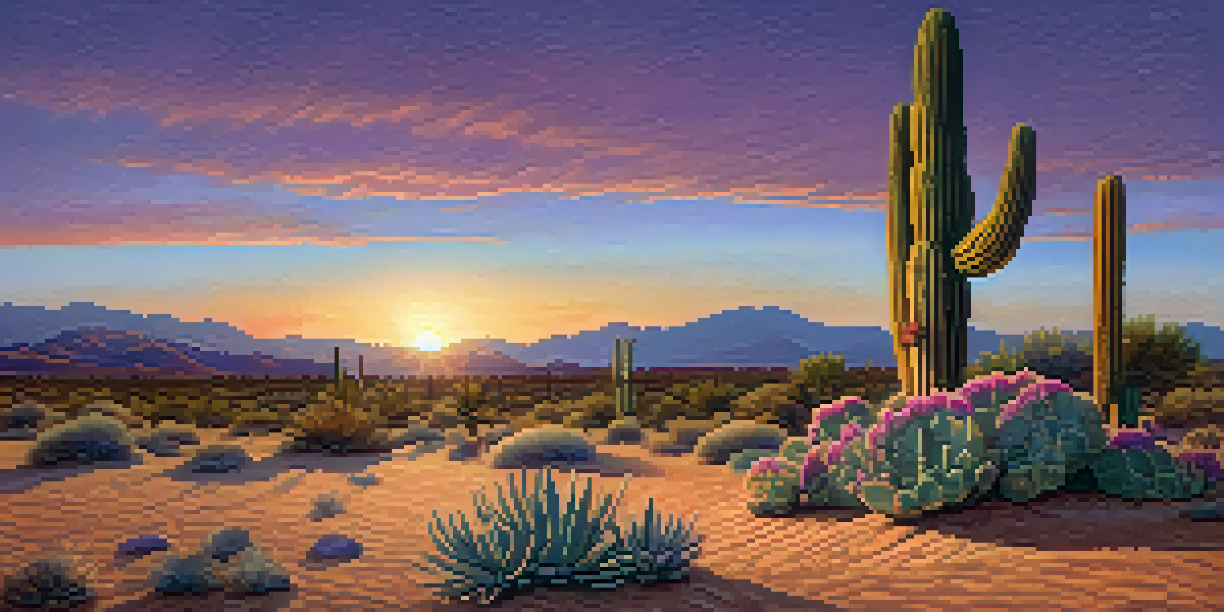 A small peyote cactus in a desert landscape during sunset, with warm colors and soft shadows.