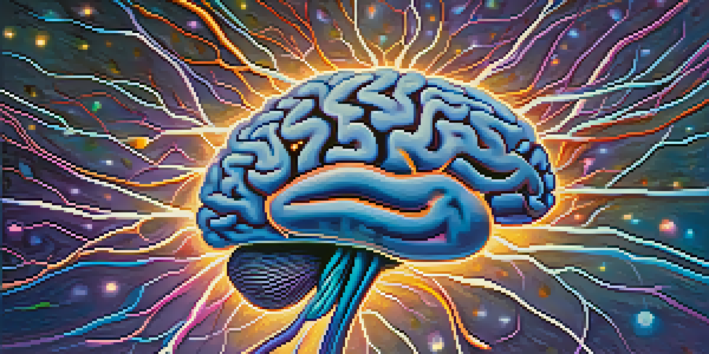 An artistic depiction of a brain with vibrant neural connections against a gradient background, symbolizing healing and creativity.