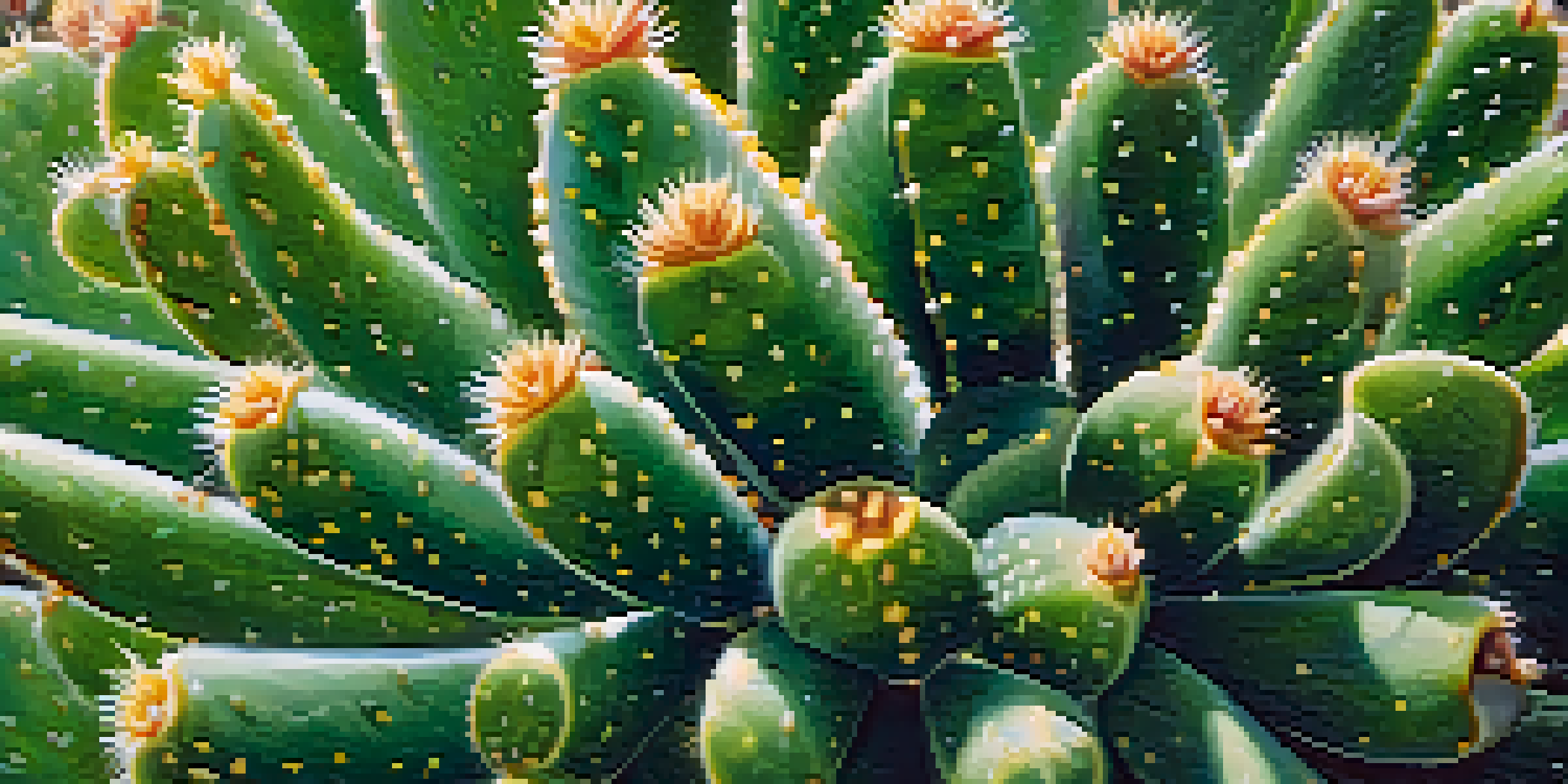 A close-up of a peyote cactus showing its smooth green skin and tiny white areoles, with a blurred background.