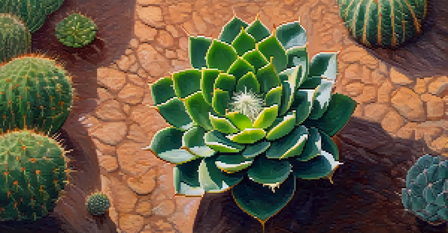 A close-up view of a peyote cactus with vibrant green color and highlighted features against an earthy background.