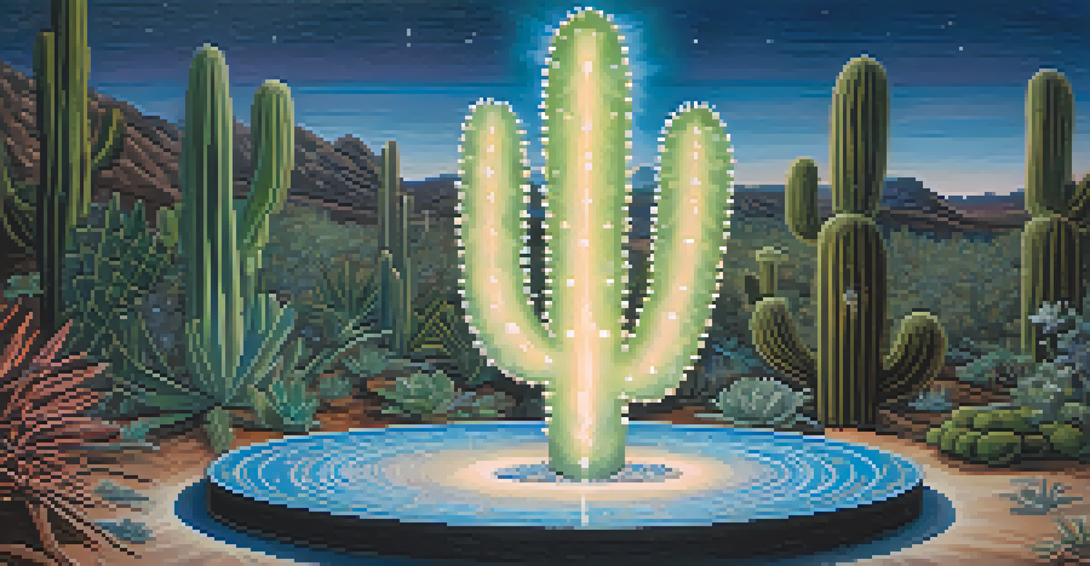 An artistic depiction of peyote intertwined with Christian symbols, surrounded by a mystical atmosphere.