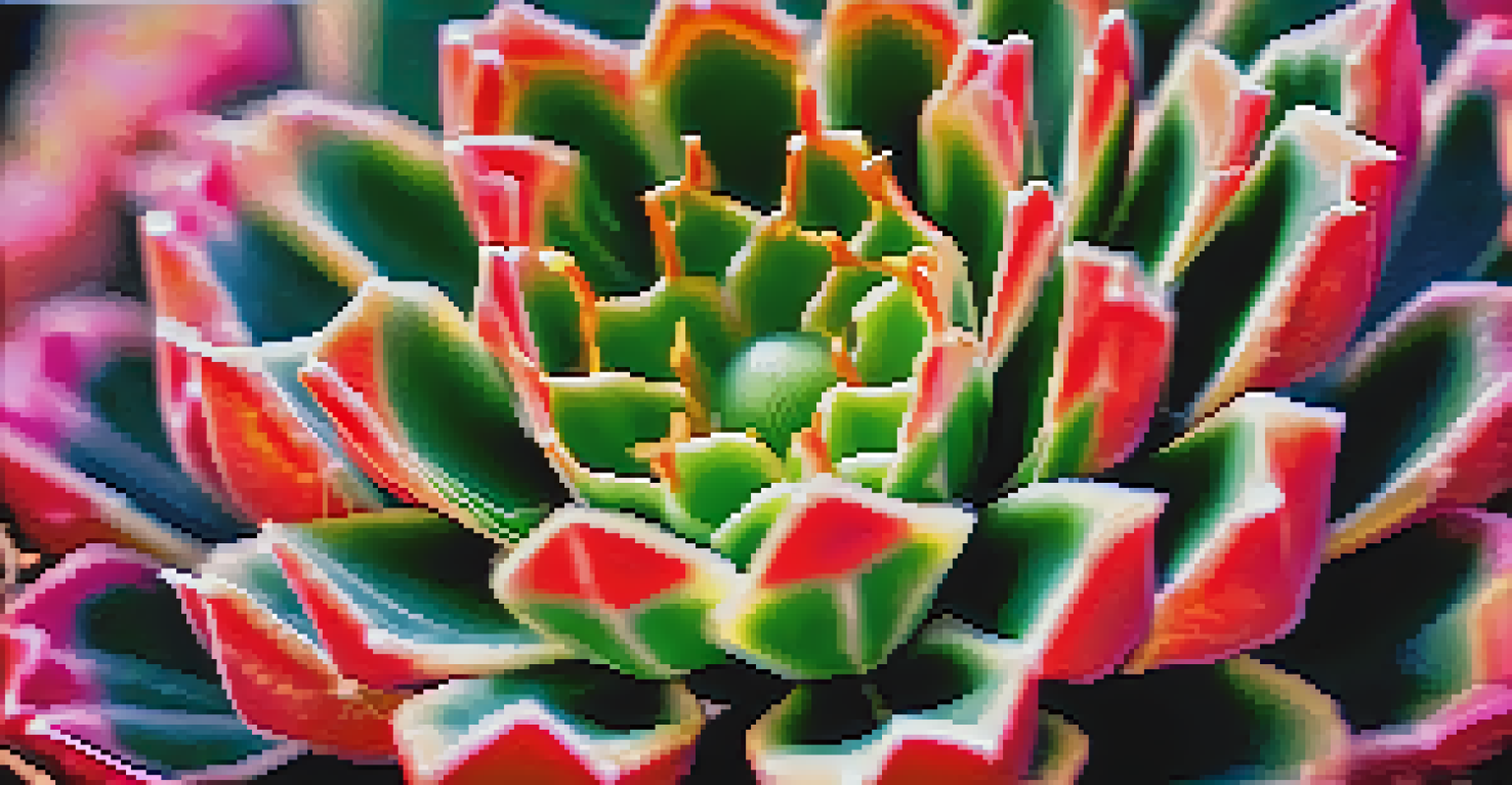 A close-up of a peyote cactus with detailed spines and vibrant colors, set against a softly blurred green background with sunlight.