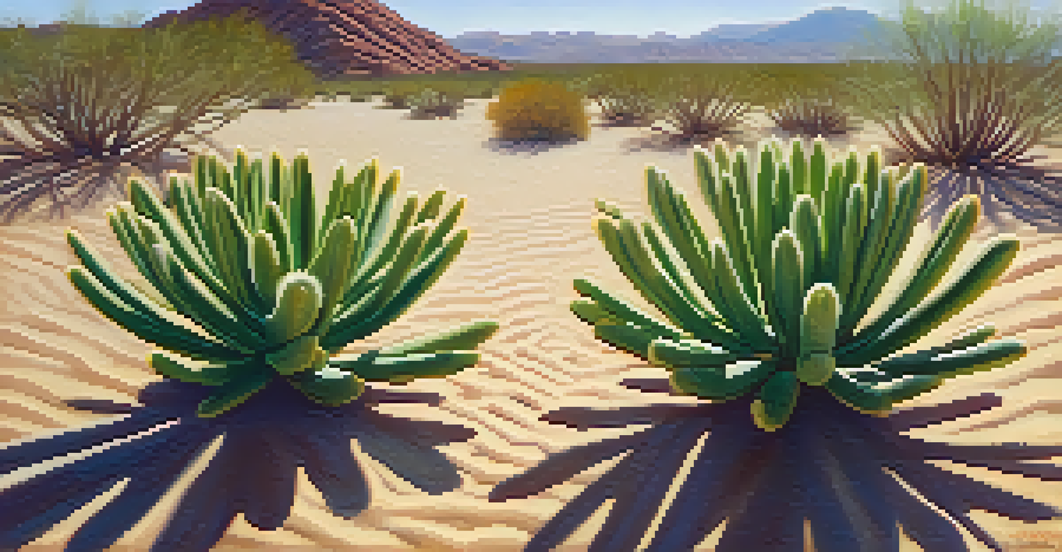 A detailed close-up of a peyote cactus, showcasing its spines and green color, with soft sunlight in a desert setting.