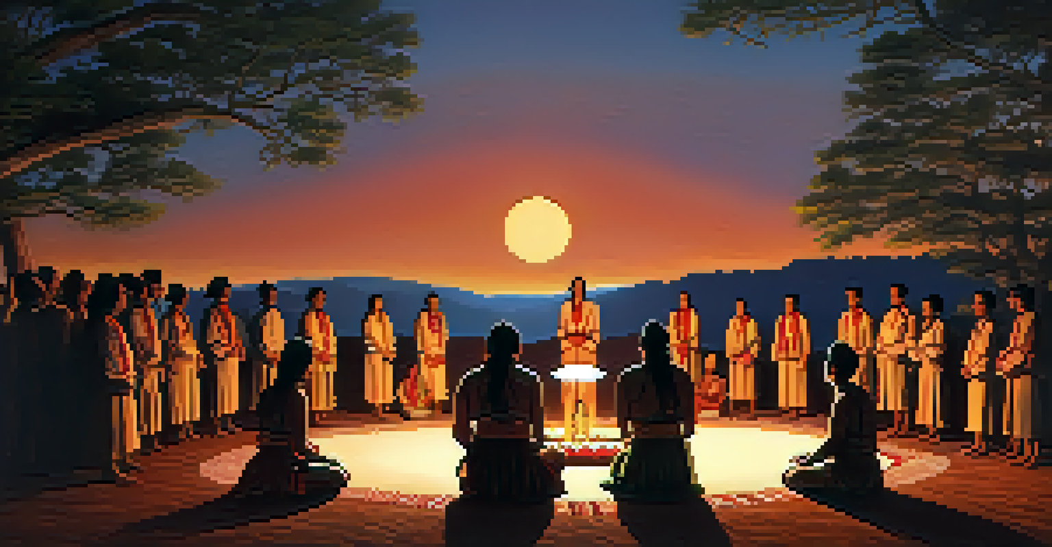 Indigenous ceremony with participants in a circle, highlighting the cultural significance of peyote.