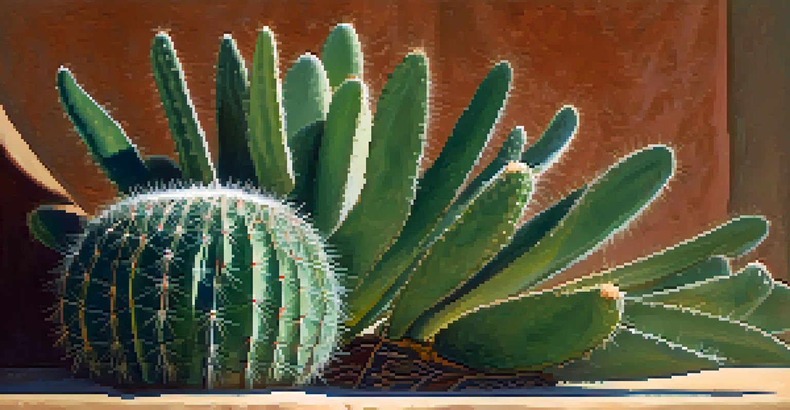 A close-up of a vibrant peyote cactus with flowers, illuminated by natural sunlight in a ceremonial setting.