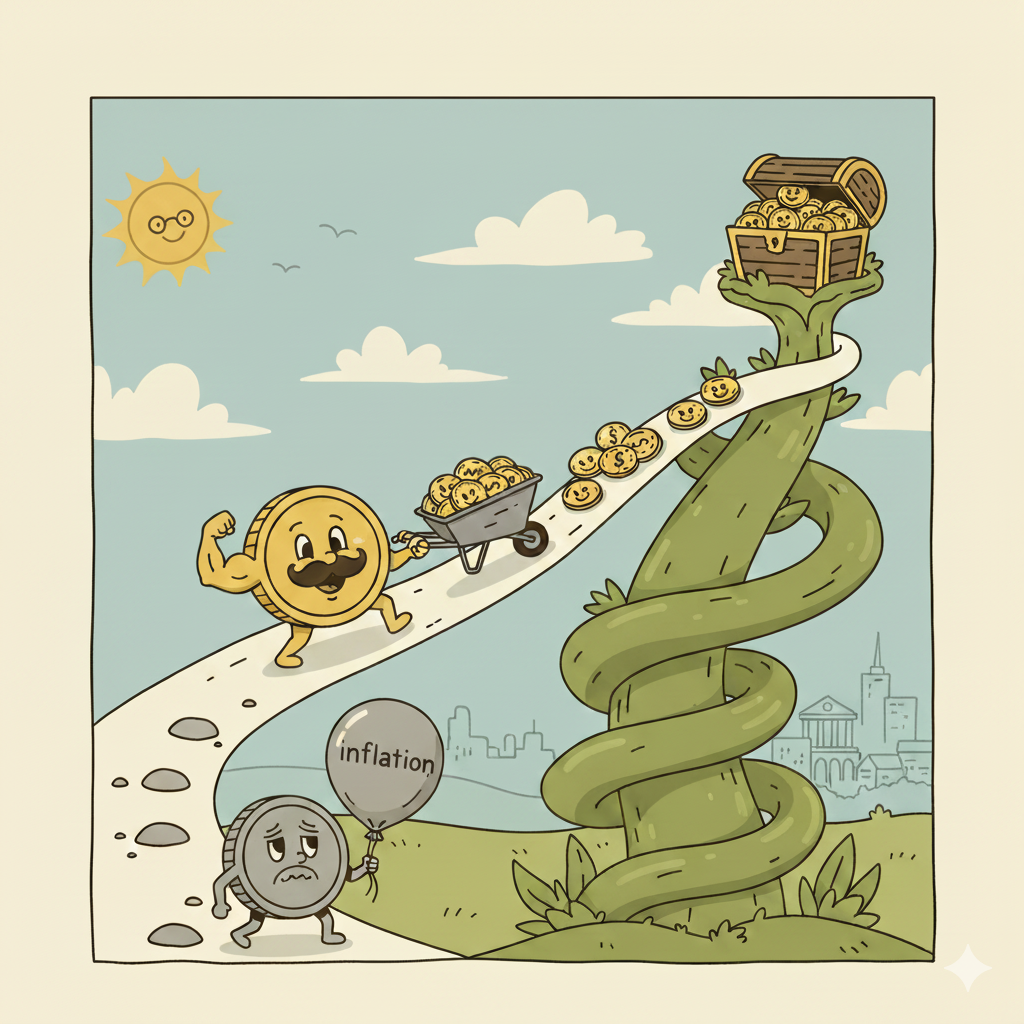 Imagem de capa do post: O Poder dos Juros Compostos: Como Fazer o Dinheiro Trabalhar para Você (e Vencer a Inflação)