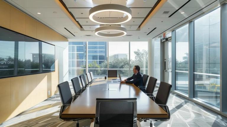 a focused professional sits at a sleek conference table in a modern los angeles office, attentively reviewing irs documents under bright fluorescent lighting, embodying the urgency and complexity of navigating tax audits and collection actions.