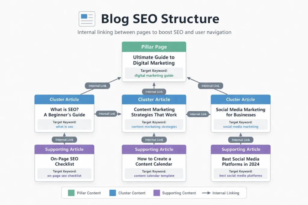 WooCommerce SEO için blog içerik ve iç linkleme stratejisi görseli