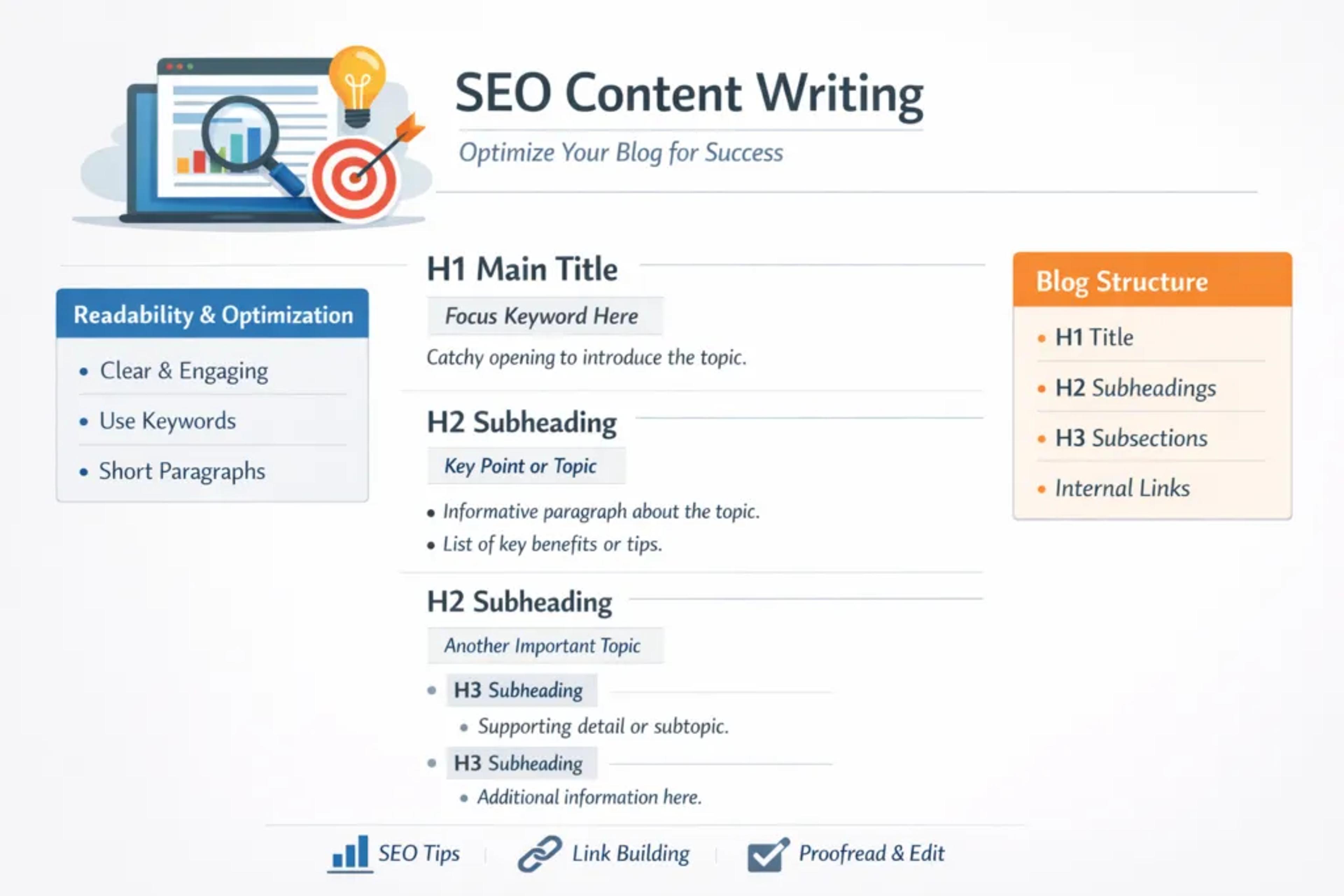 SEO uyumlu içerik yapısı ve başlık hiyerarşisini gösteren blog tasarımı