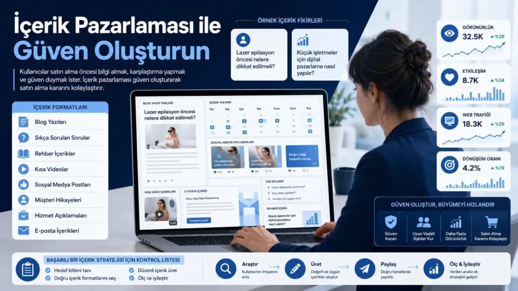 içerik pazarlaması ile güven oluşturmayı anlatan görsel