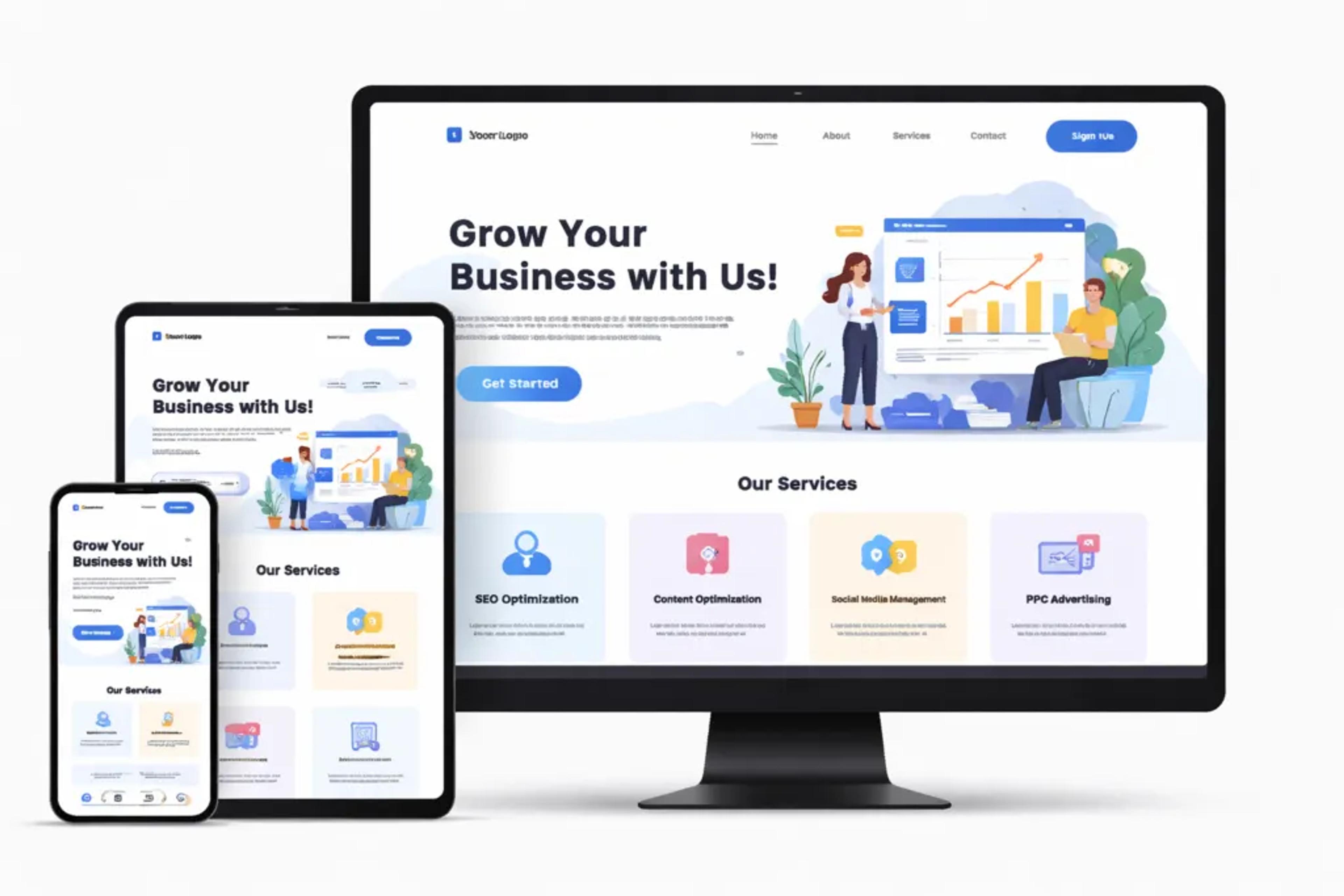 Mobil uyumlu web sitesi tasarımı ve responsive görünümü gösteren görsel