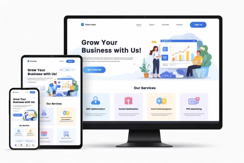 Mobil uyumlu web sitesi tasarımı ve responsive görünümü gösteren görsel