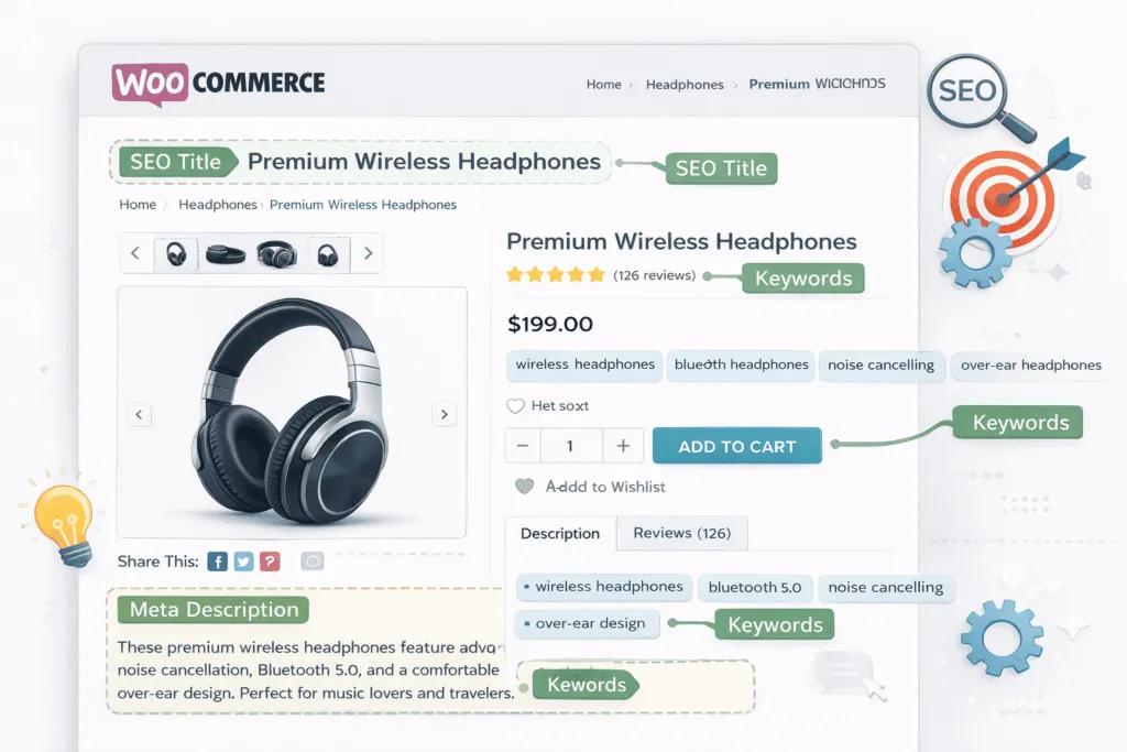 WooCommerce ürün sayfası SEO optimizasyonu örneği başlık ve açıklama kullanımı