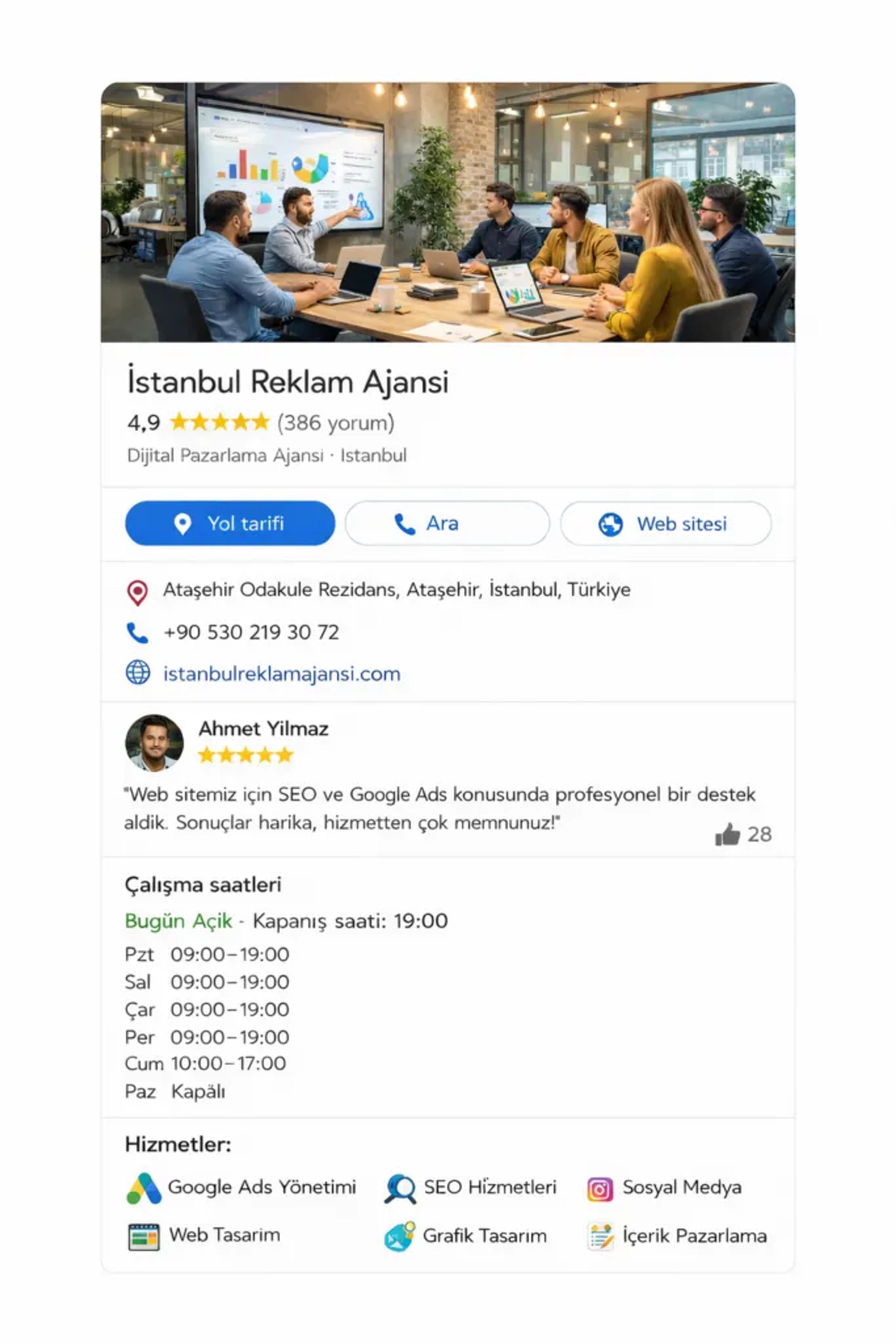 Google Haritalar SEO - Google Business Profile optimizasyonu örneği