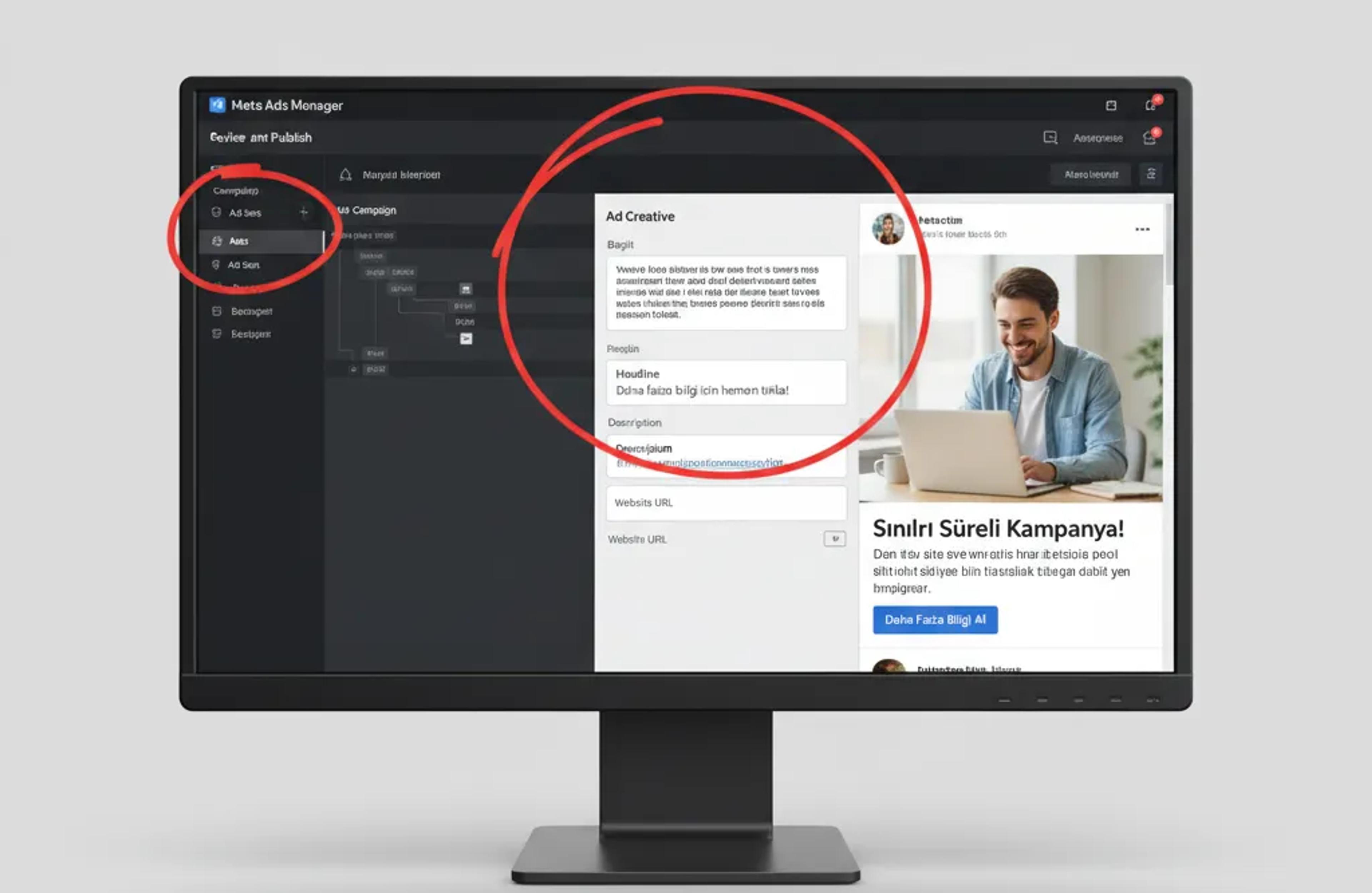 Sosyal medya reklamları için Meta Business Manager'da yeni hesap oluşturma ekranı.