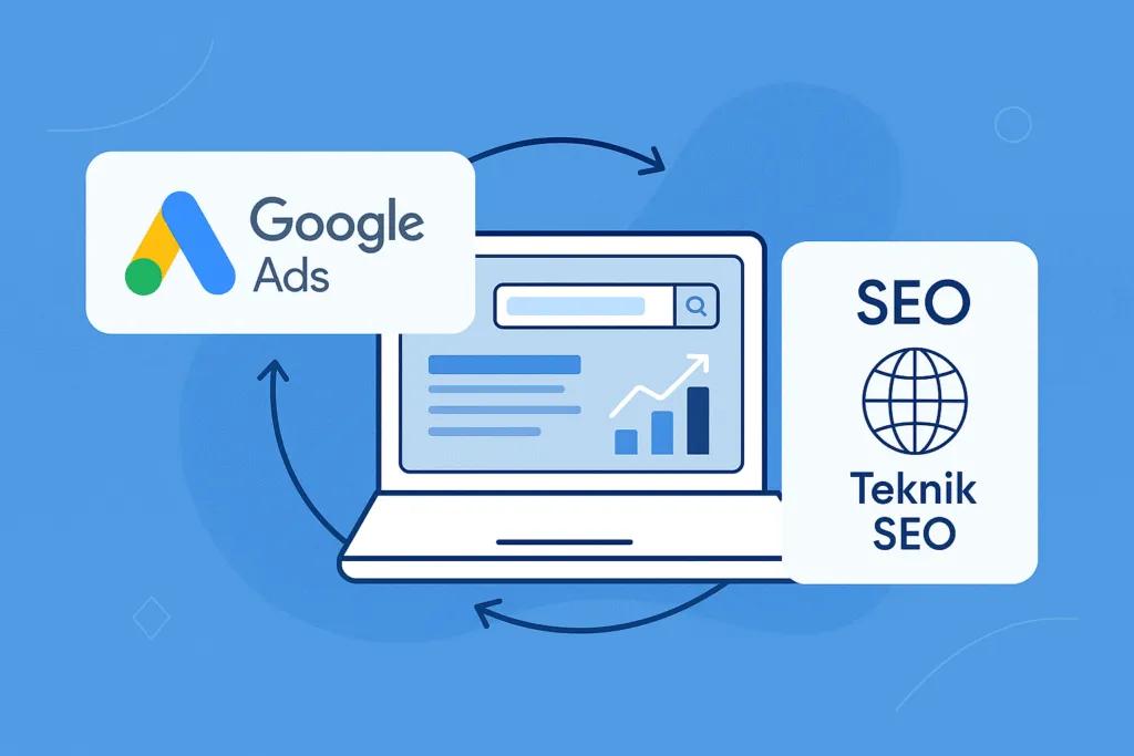 Google ads ve SEO nun birlikte kullanıldığında yararlı olunacağını anlatan görsel