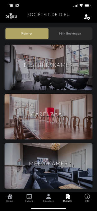 Area page for the new De Dieu app