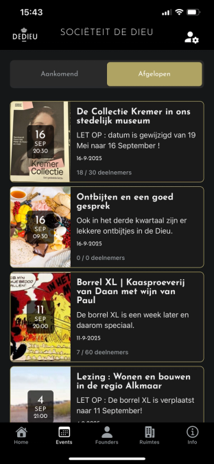 Event page for the new De Dieu App