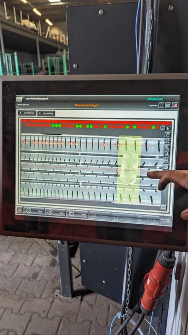 Inspecting machine performance at Granuband in Amsterdam