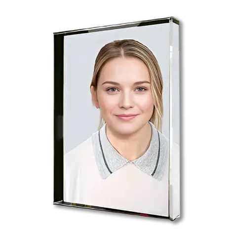 Zdjecie na krysztale kolor bok