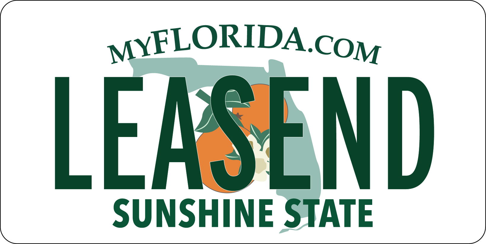 Florida license plate with Lease End