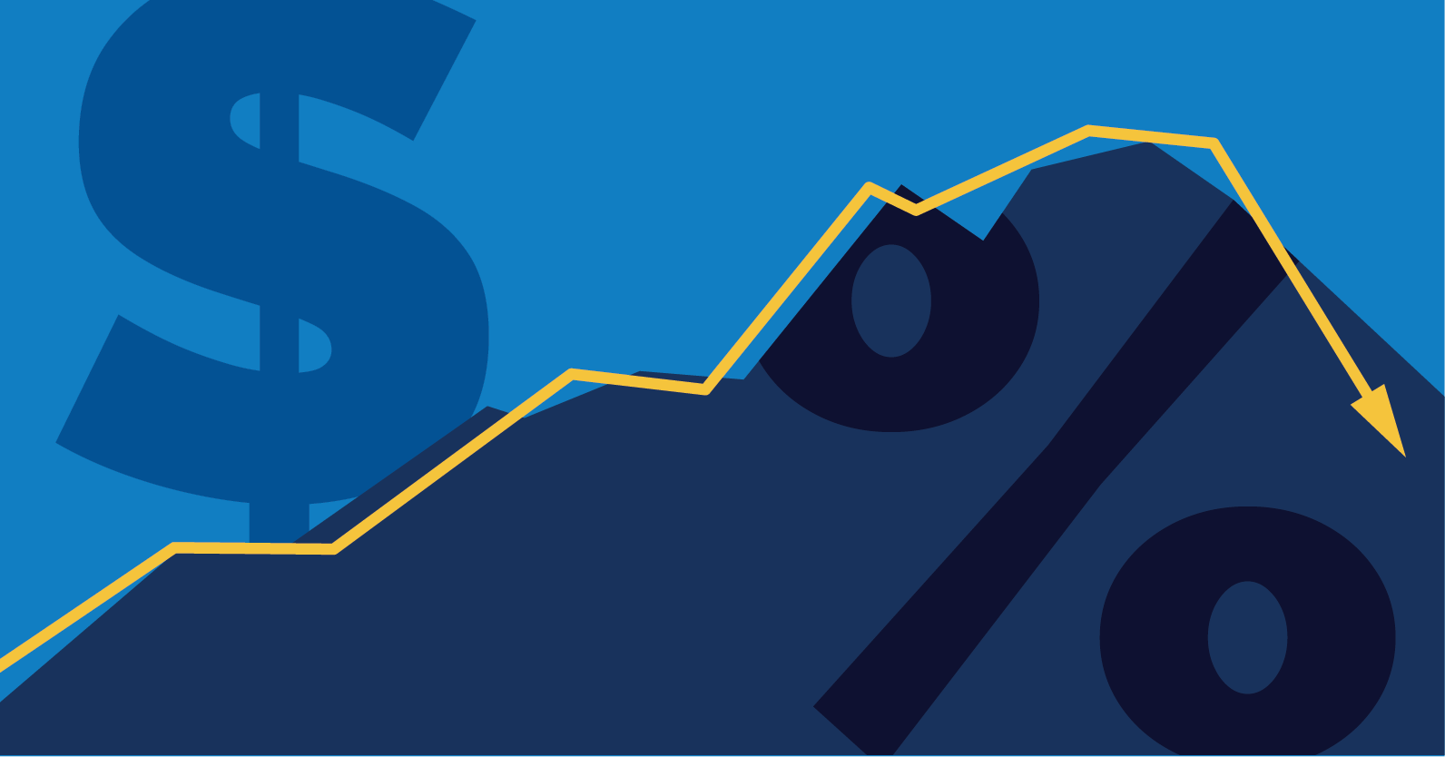 Chart with rate arrow going down