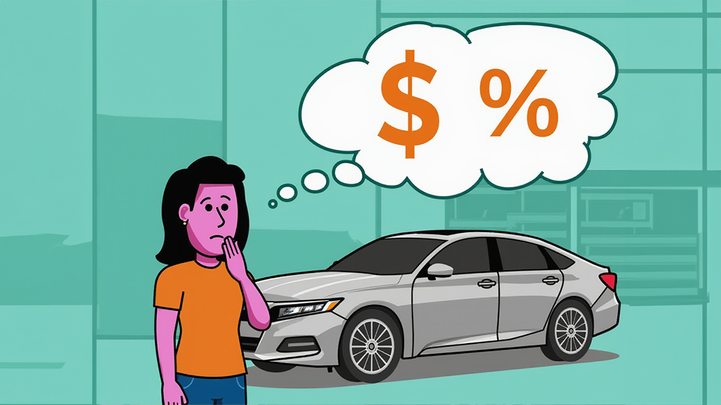 Person in front of gray car thinking about money