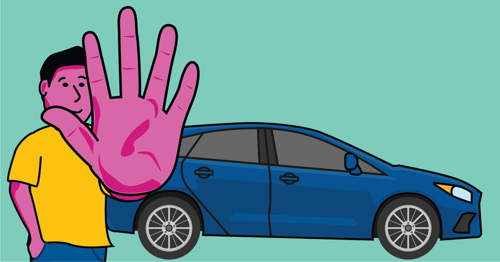 Person in front of vehicle