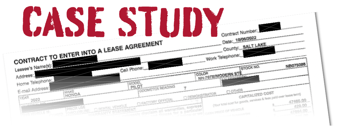 Words "Case Study" in red with a contract in the background