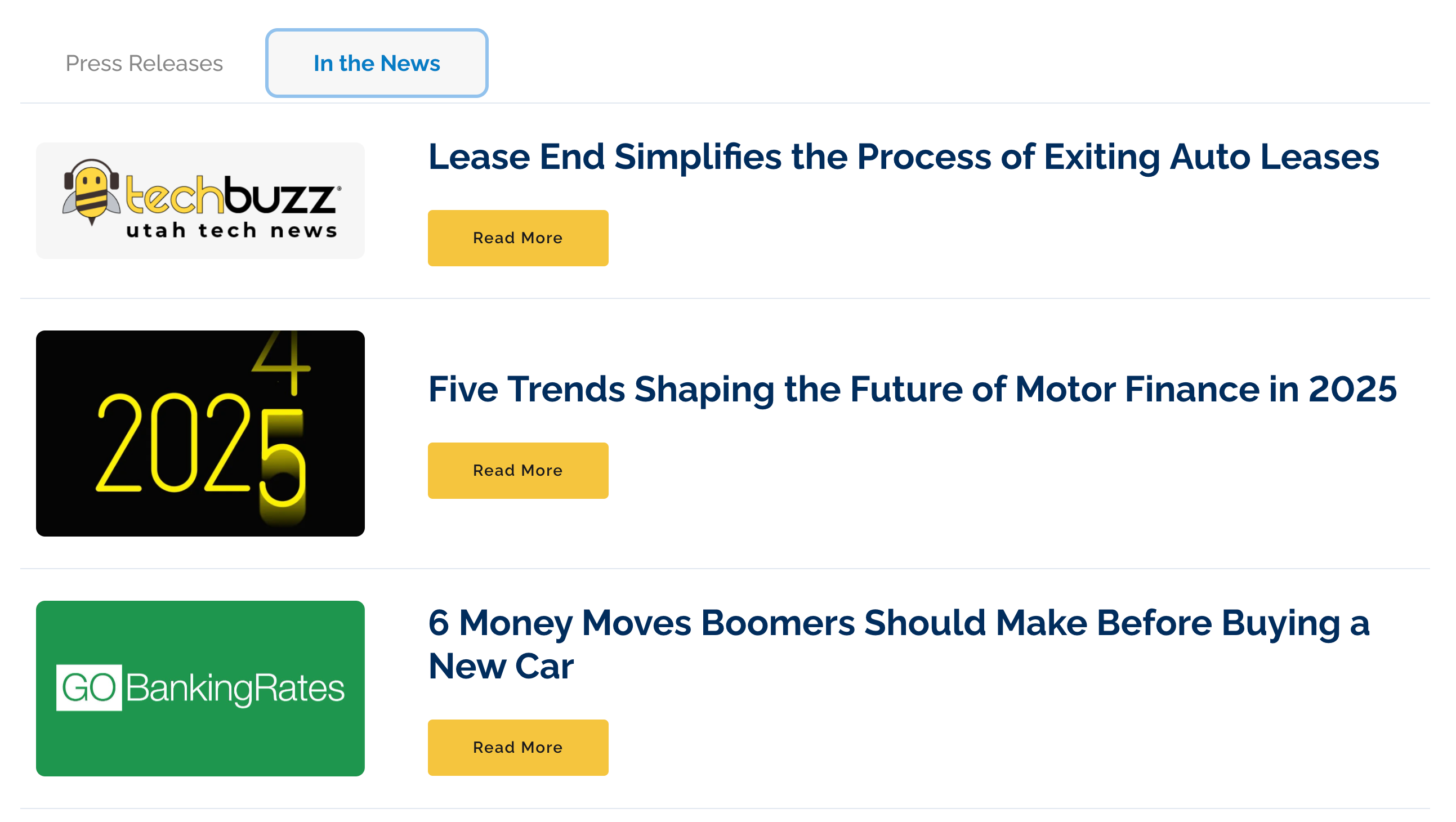 Screenshot showing industry expertise publications