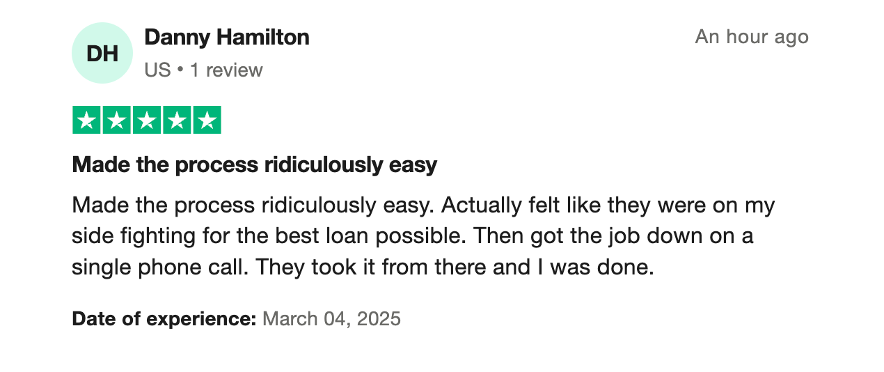 TrustPilot Review from a happy customer