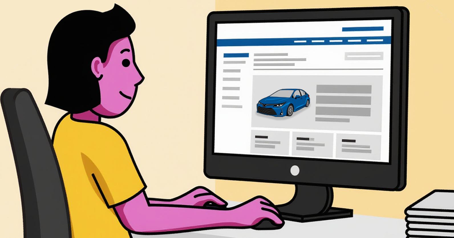 Person browsing computer for toyota vehicle