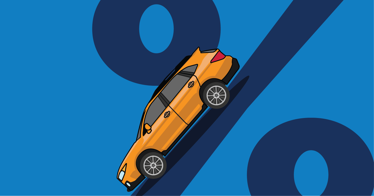 Vehicle driving down a percentage point shape