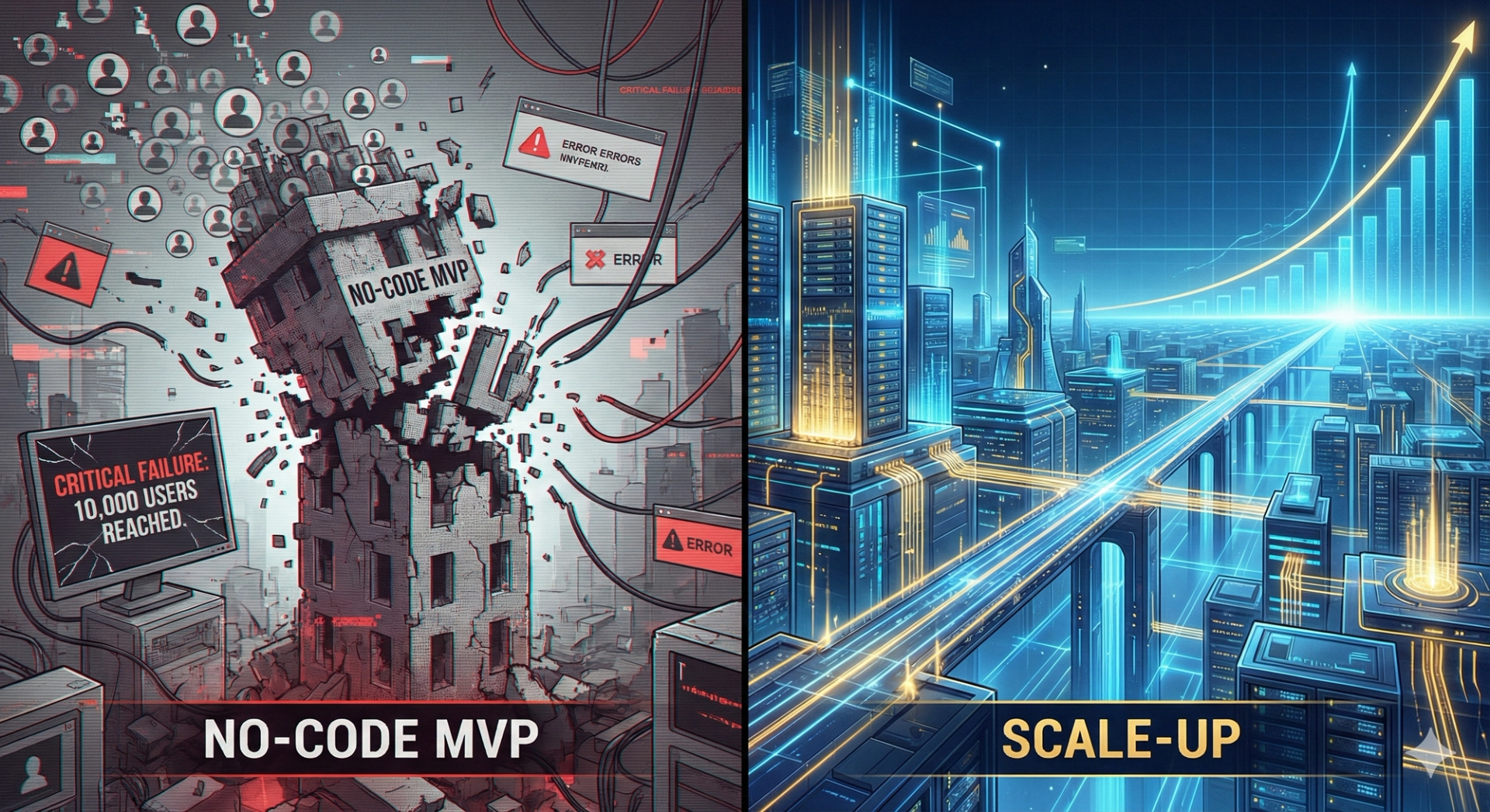 The "Scale-Up" Trap: Why No-Code MVPs Die at 10,000 Users