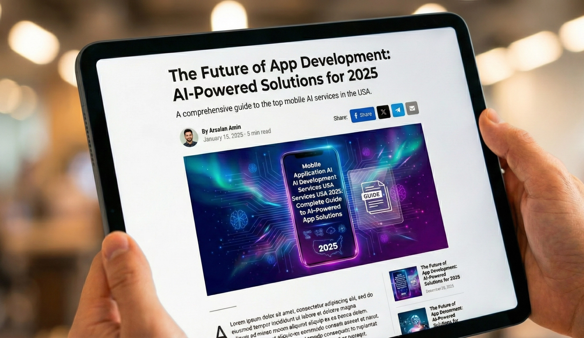 Mobile AI development on smartphone displaying artificial intelligence interface - USA mobile app development services