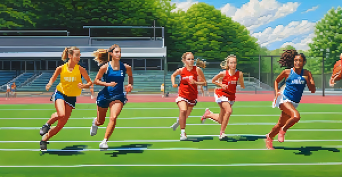 A group of young female athletes training outdoors in Philadelphia, showcasing various sports activities.