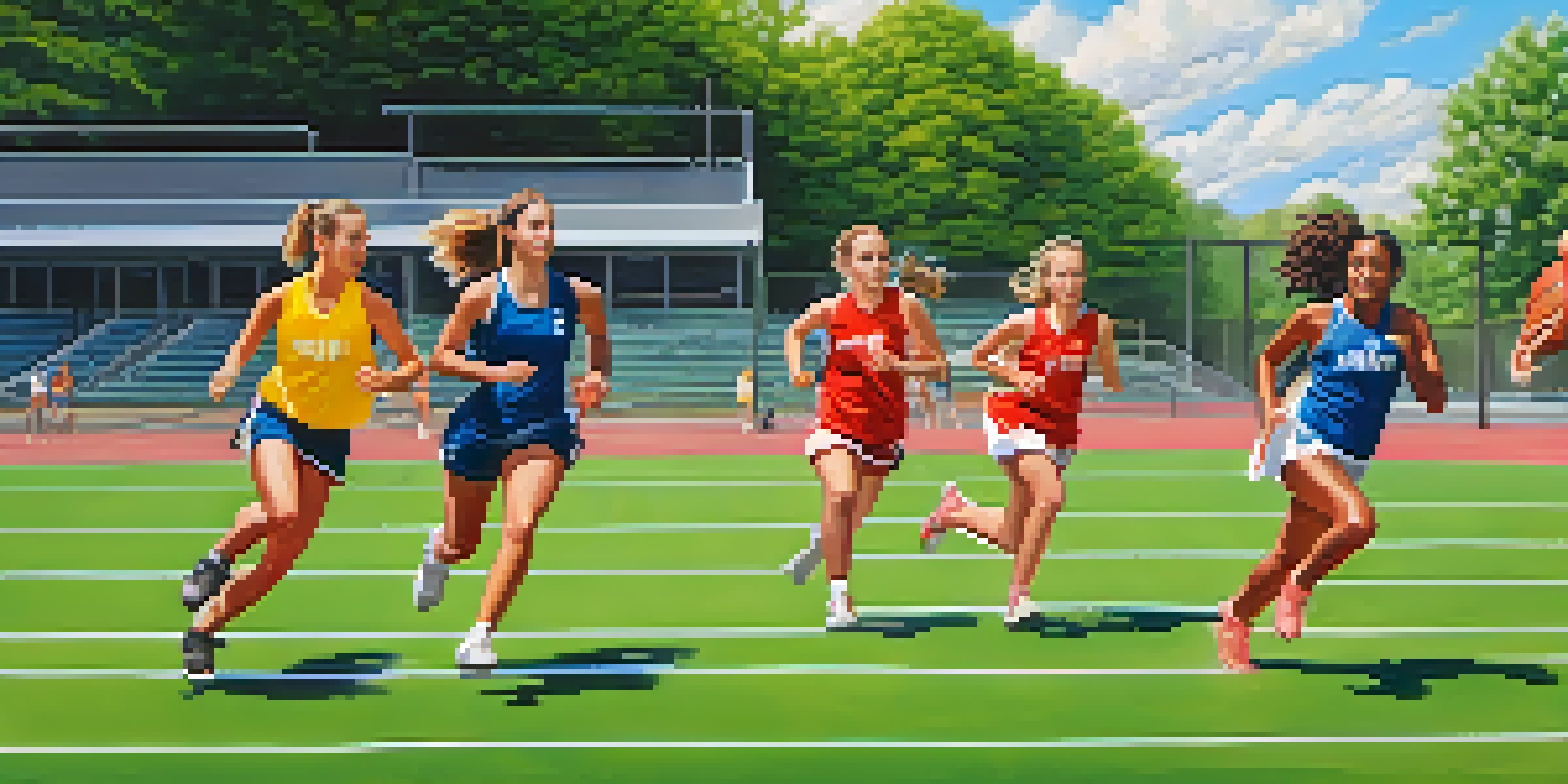 A group of young female athletes training outdoors in Philadelphia, showcasing various sports activities.