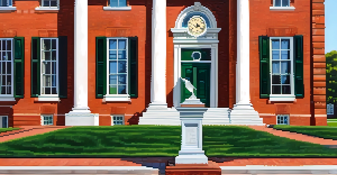 A view of Independence Hall in Philadelphia with its clock tower, surrounded by greenery and visitors under a clear blue sky.