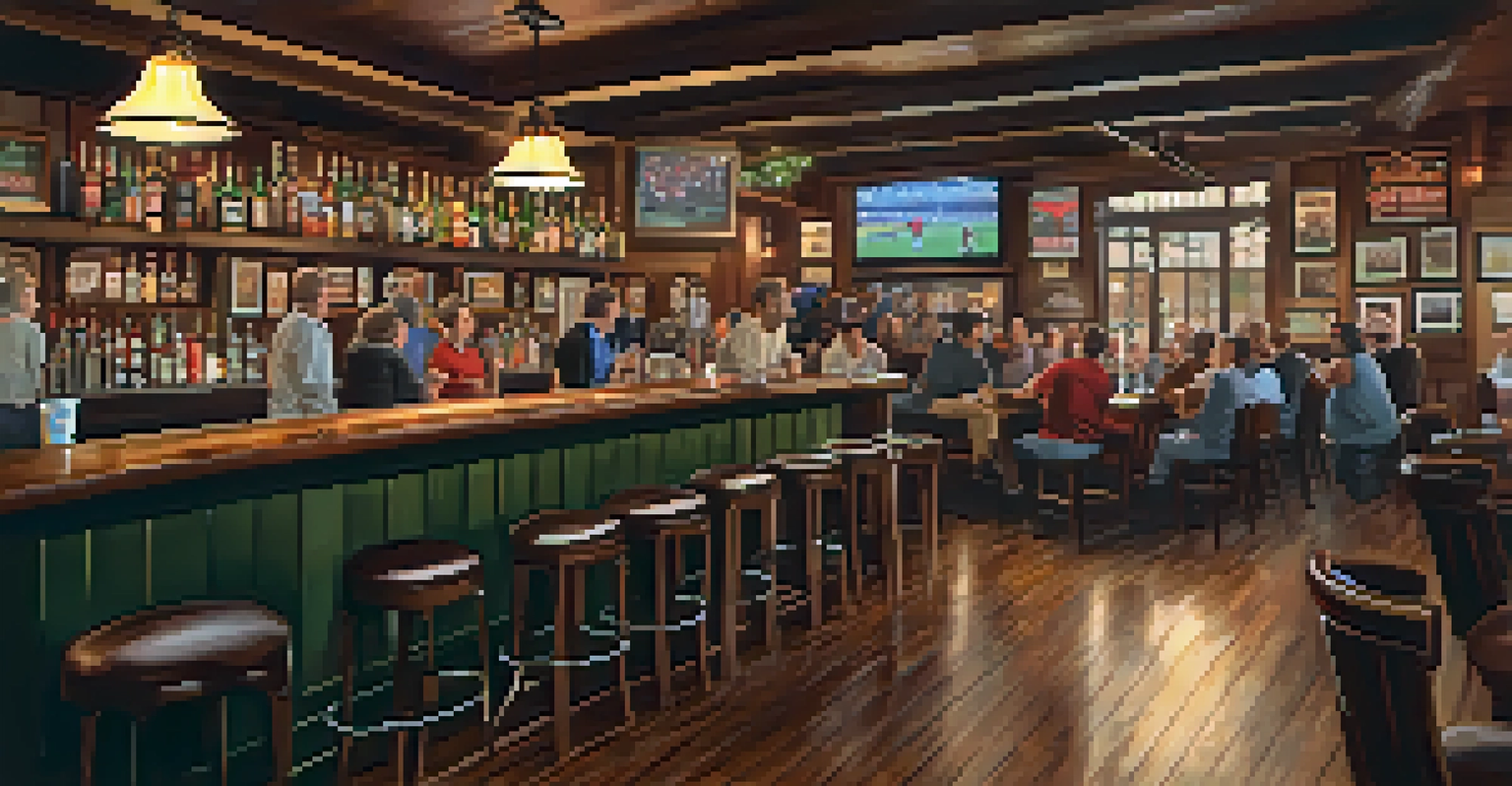 Inside a lively local pub with Philadelphia sports fans gathered around watching a game, surrounded by sports memorabilia.