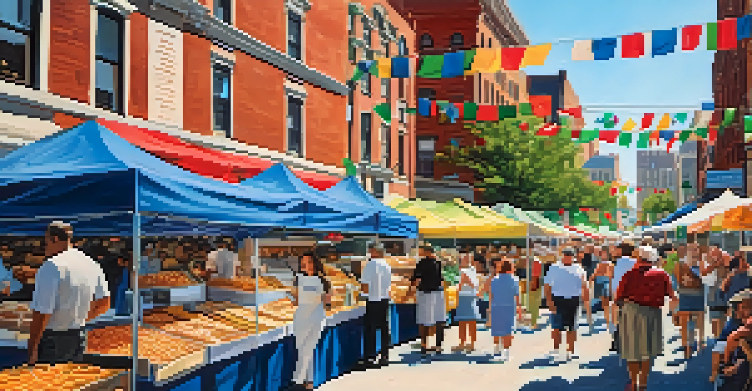 Families enjoying the Italian Market Festival with food vendors and a festive atmosphere.