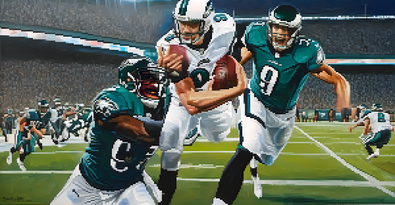 Nick Foles executing the 'Philly Special' play, catching a touchdown pass during the Super Bowl.