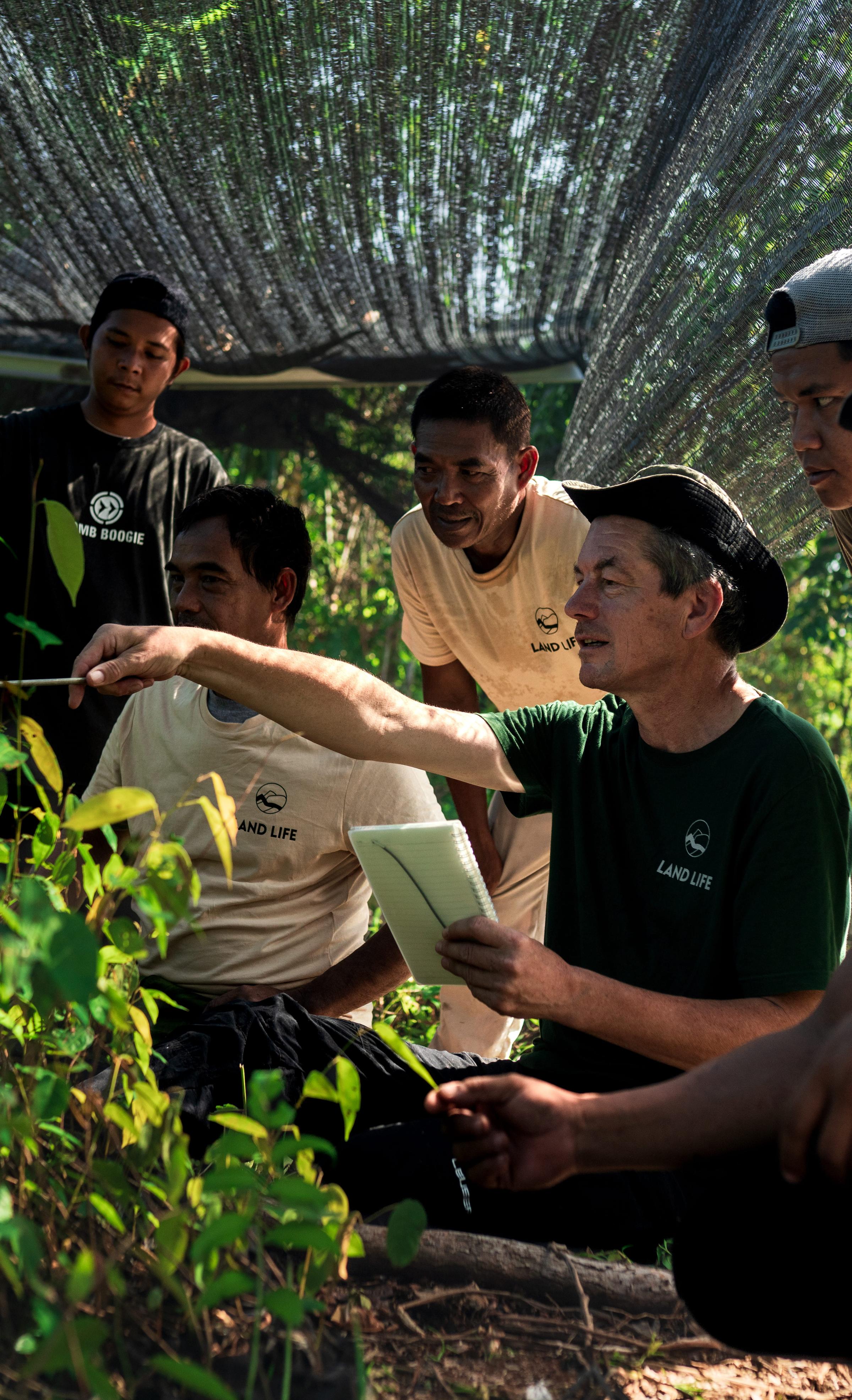 People looking at plants in local nursery