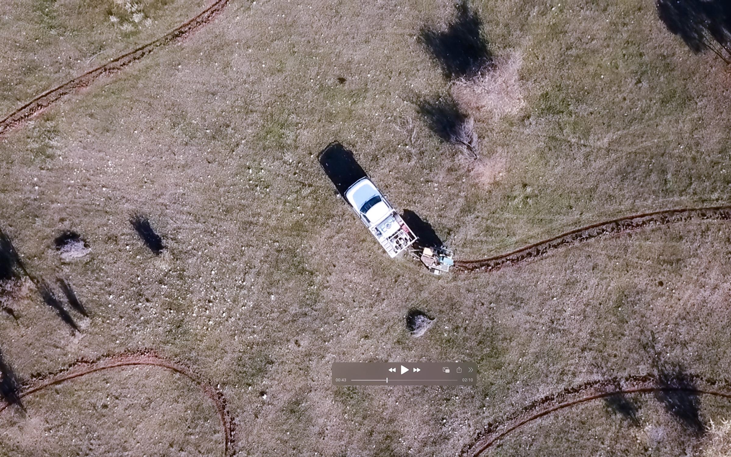 Birds eye view of ute on restoration site