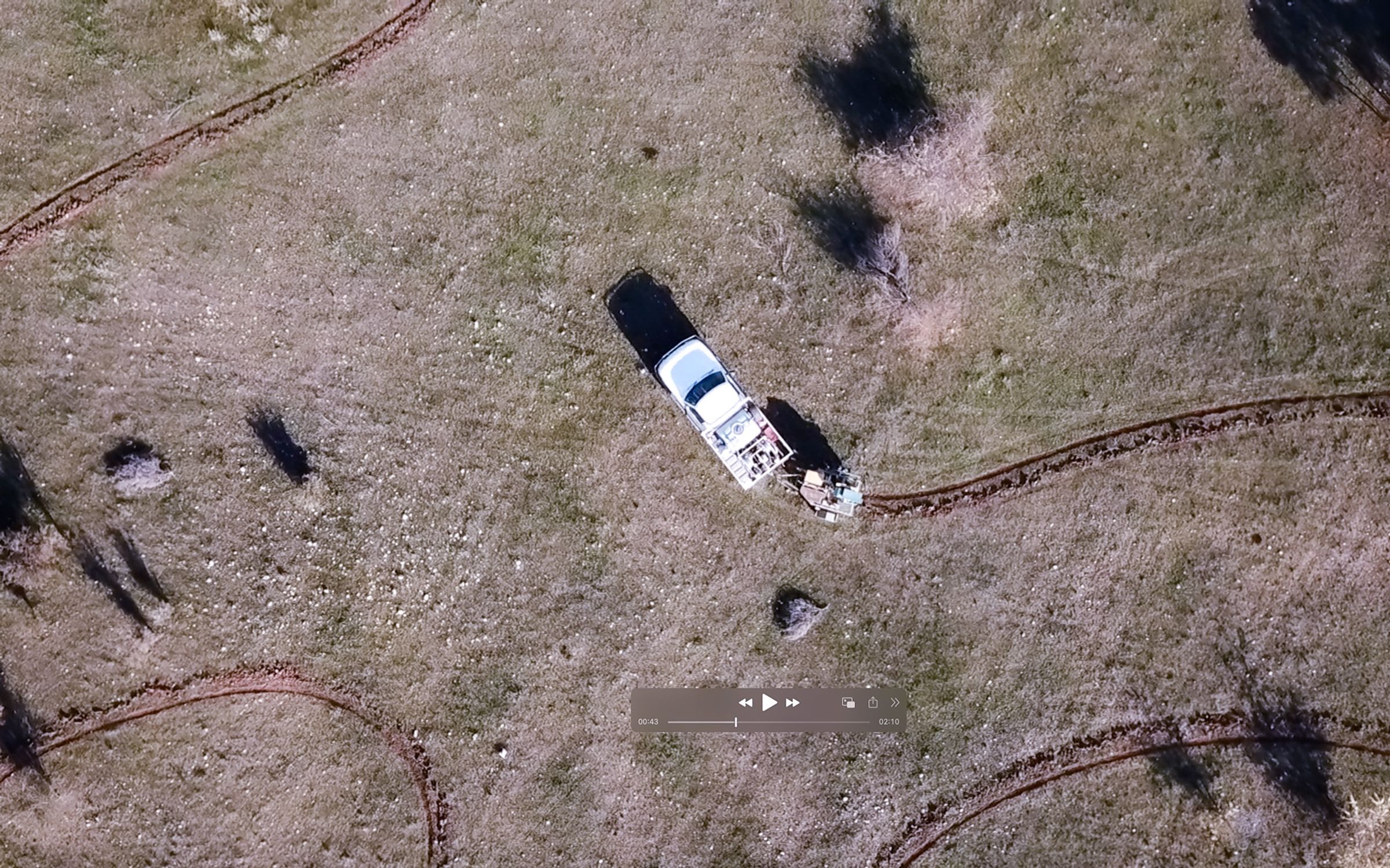 Birds eye view of ute on restoration site