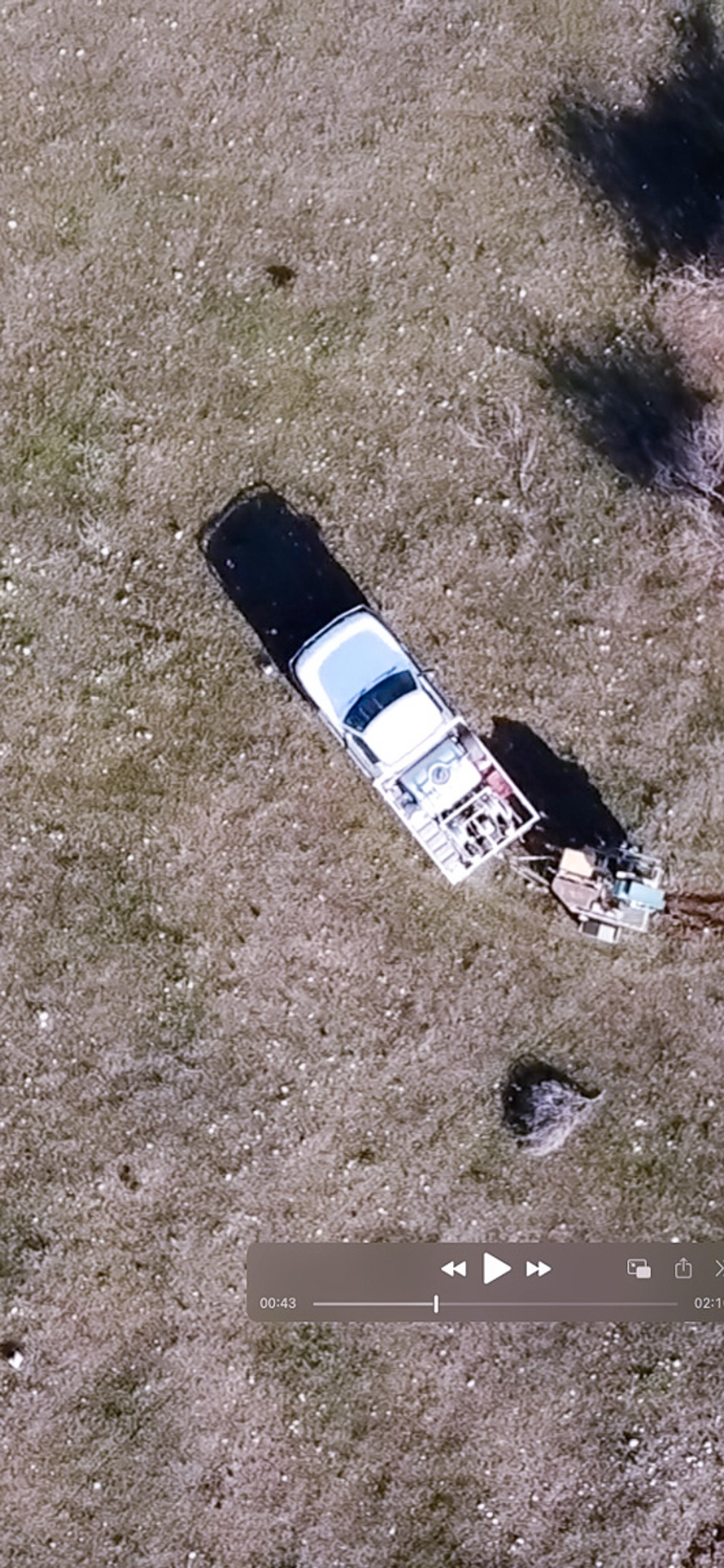 Birds eye view of ute on restoration site