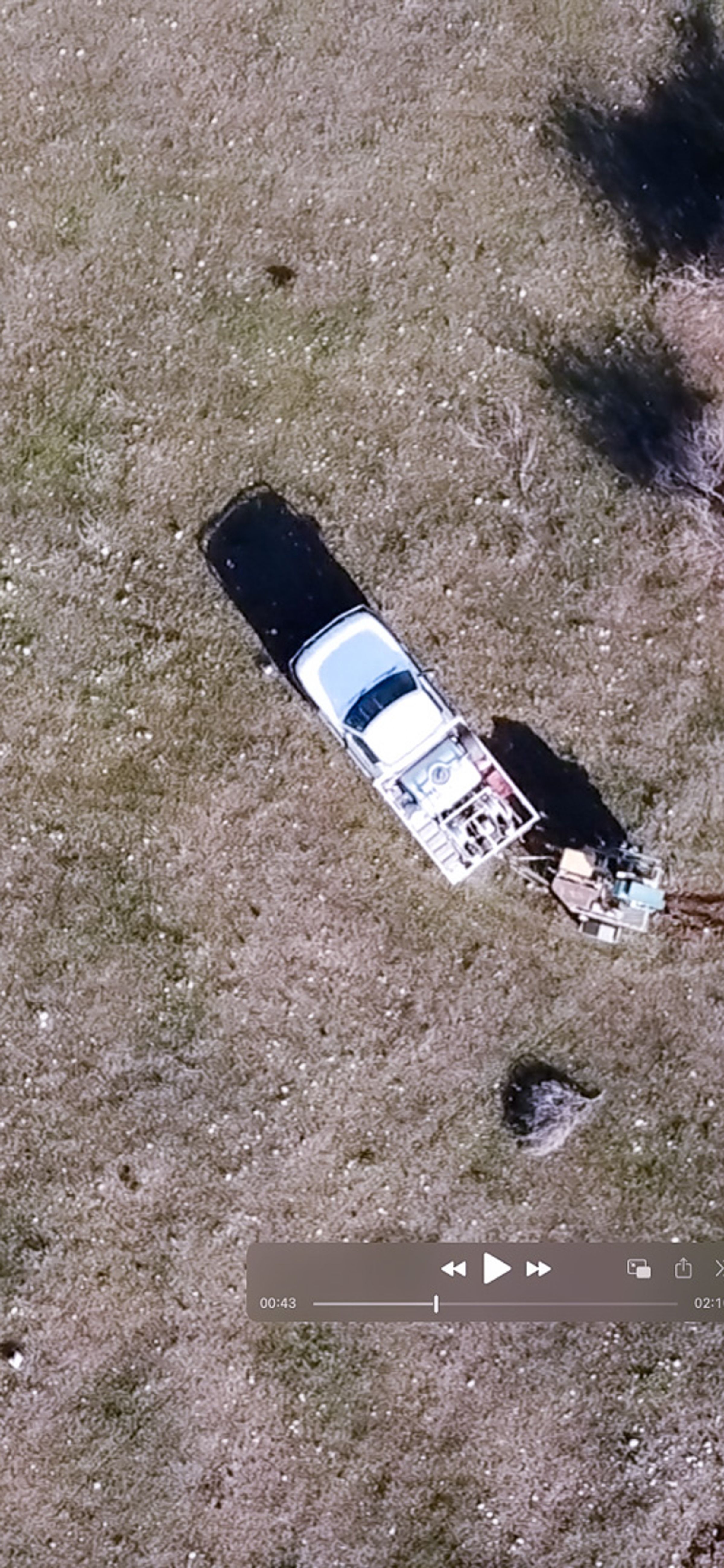 Birds eye view of ute on restoration site