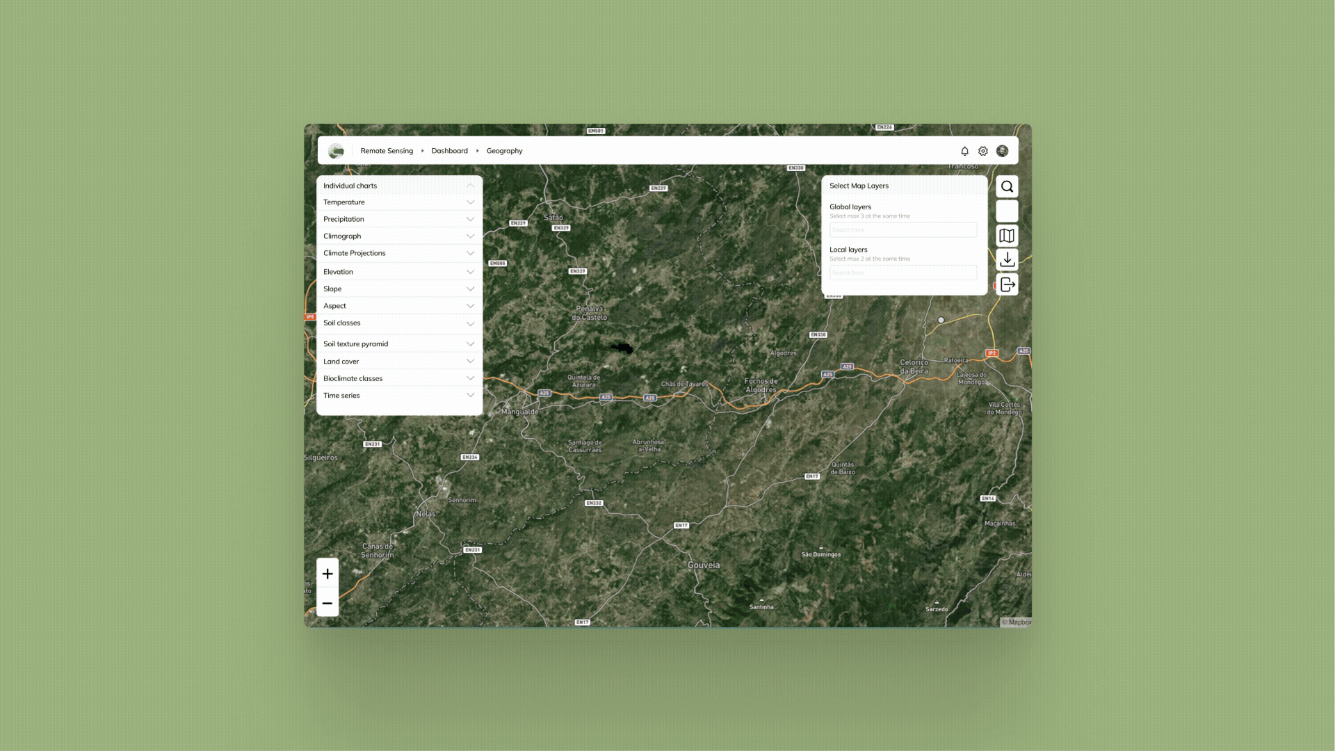 Remote sensing dashboard